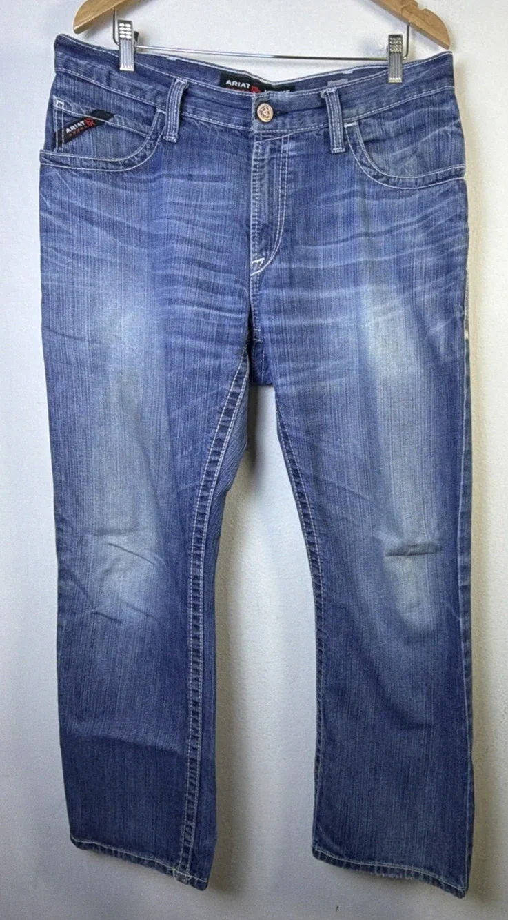 Ariat Jeans Mens 34 x 30 Blue M4 Bootcut Western Denim distressed work FR